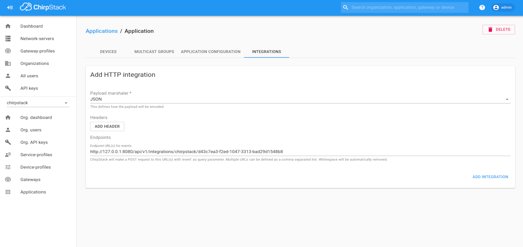 Set integration name and endpoint url