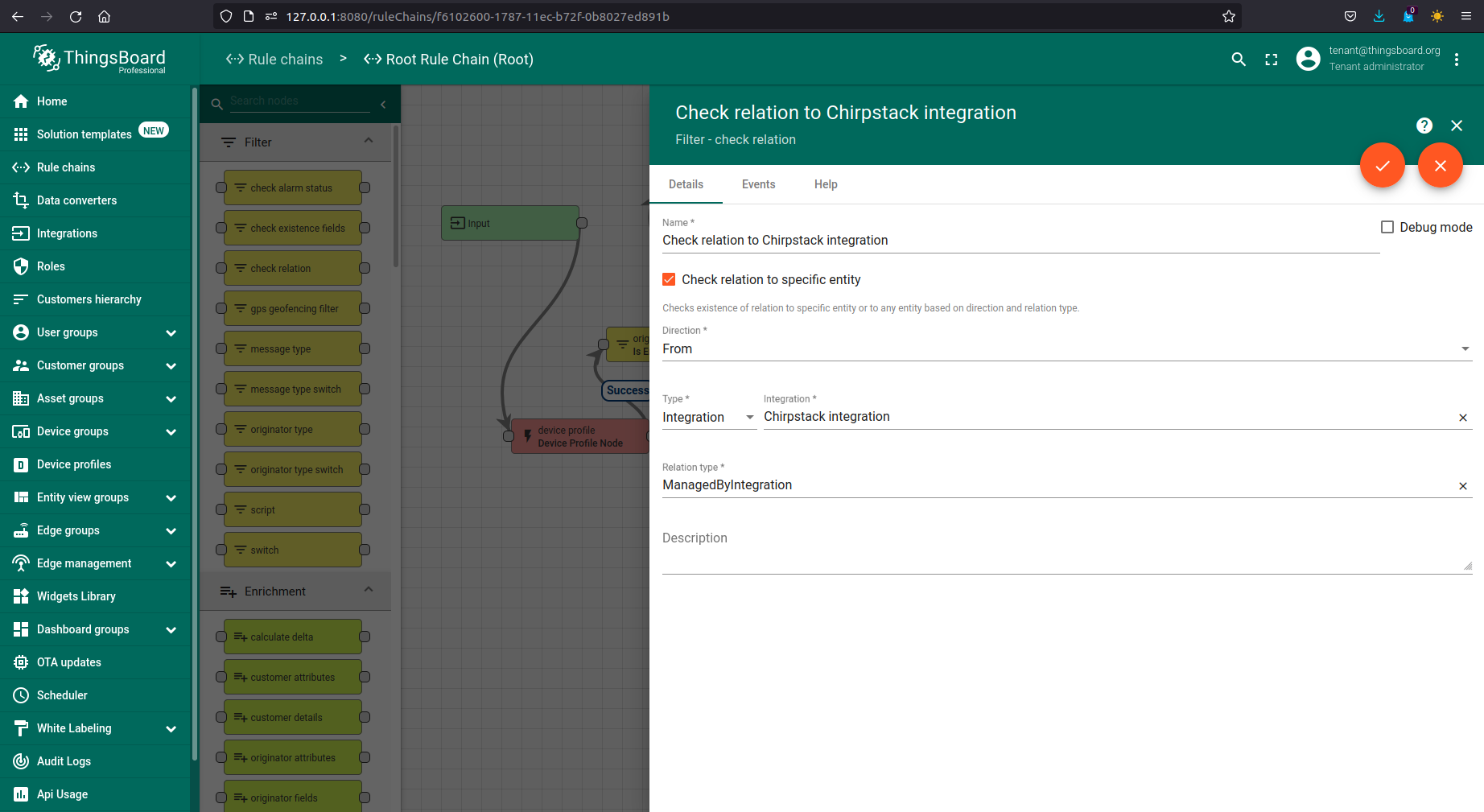 Configure check relation rule-node