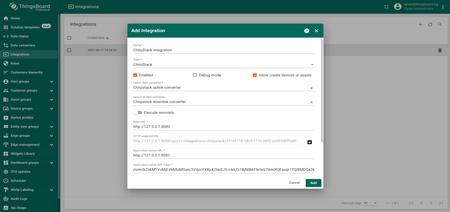 Create integration