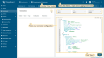 Click the "+" button, fill in "Name", "Type" and "Logging level" fields, paste your connector configuration into Configuration field and click on Save button.