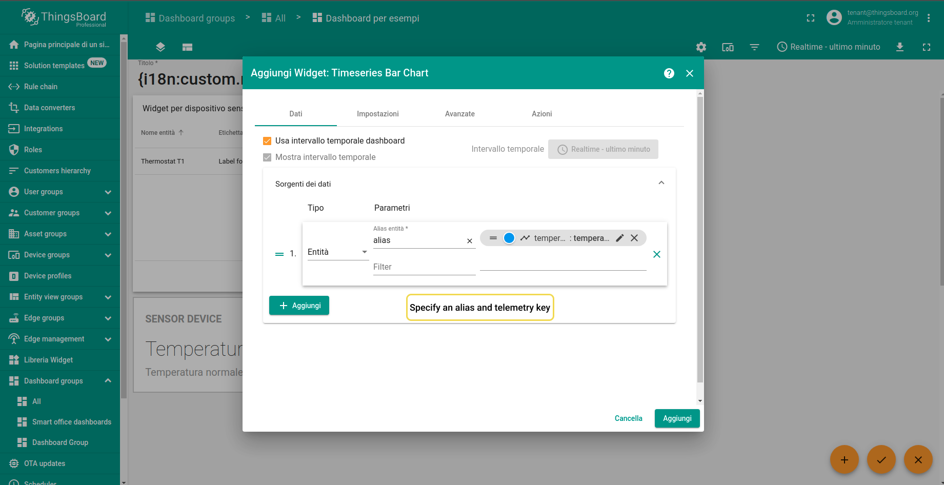 Step 2. Specify an alias and telemetry key.