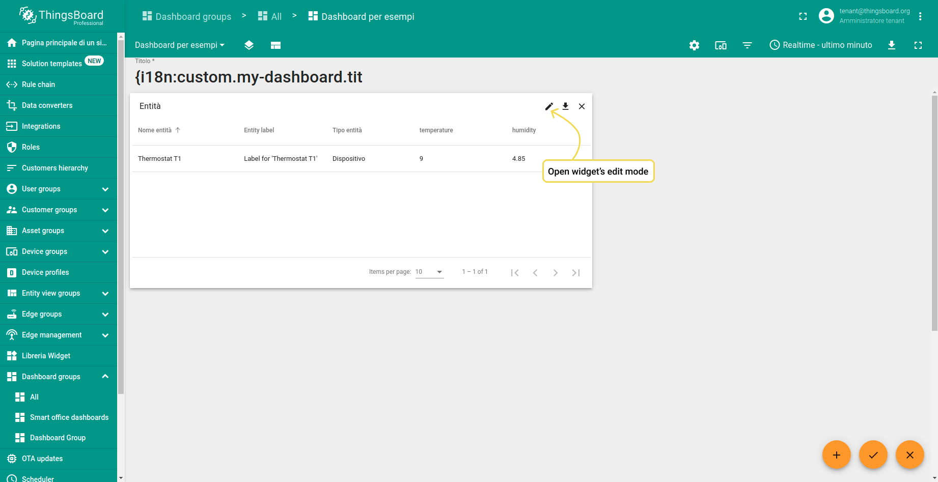 Step 2. Open widget edit mode.