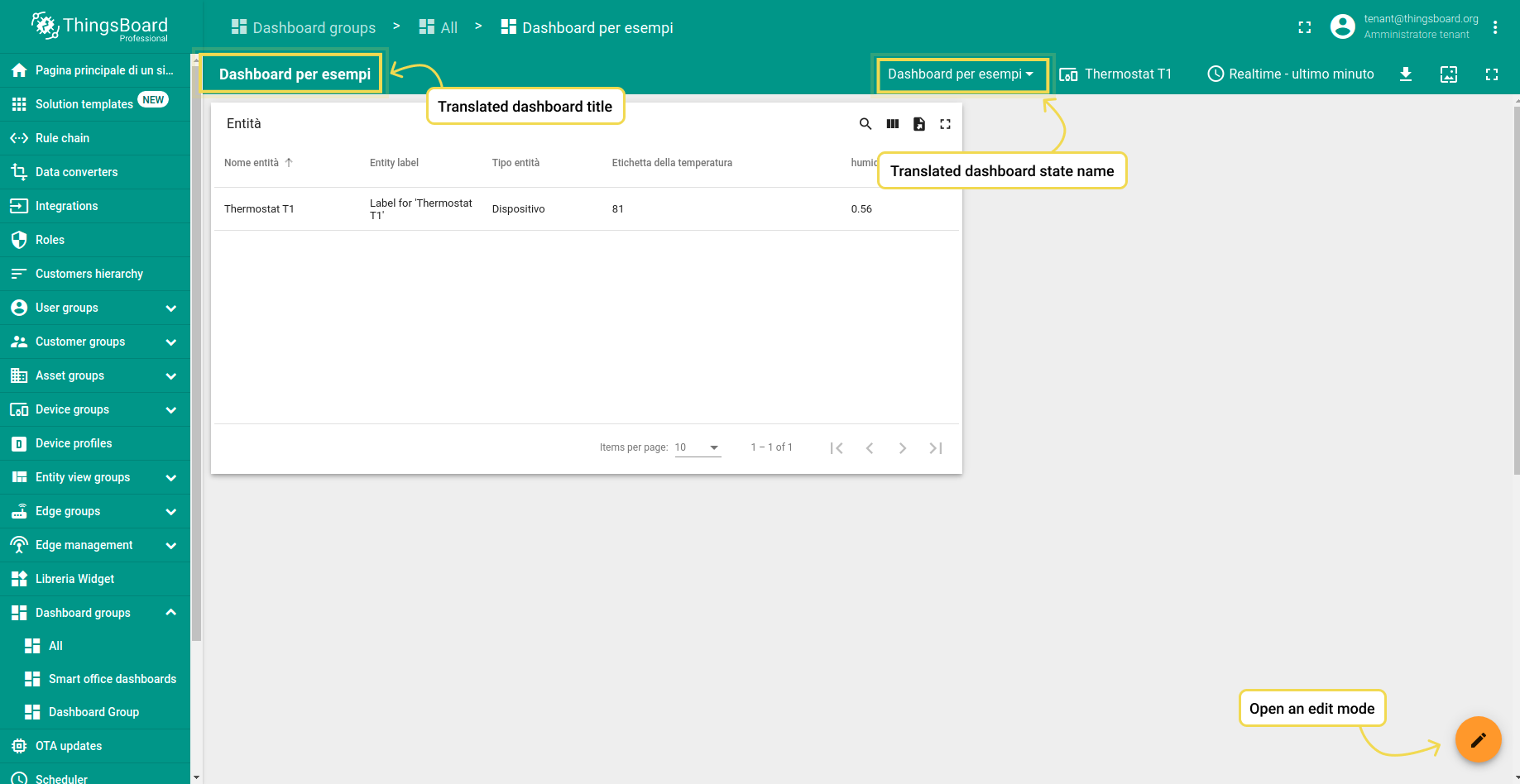 Step 1. Go to the dashboard. Open an edit mode.