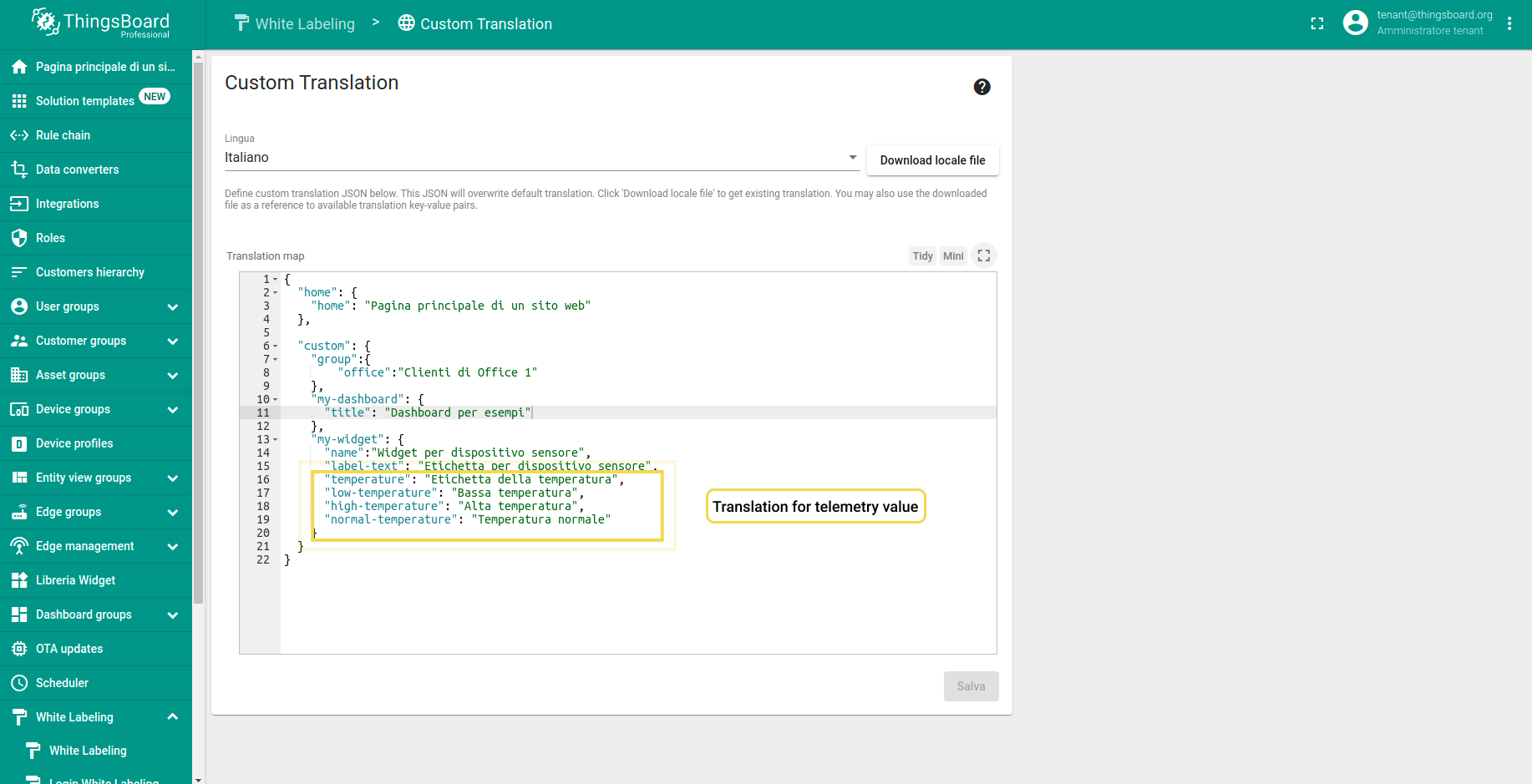 Step 1. Specify new custom translation for the telemetry data.