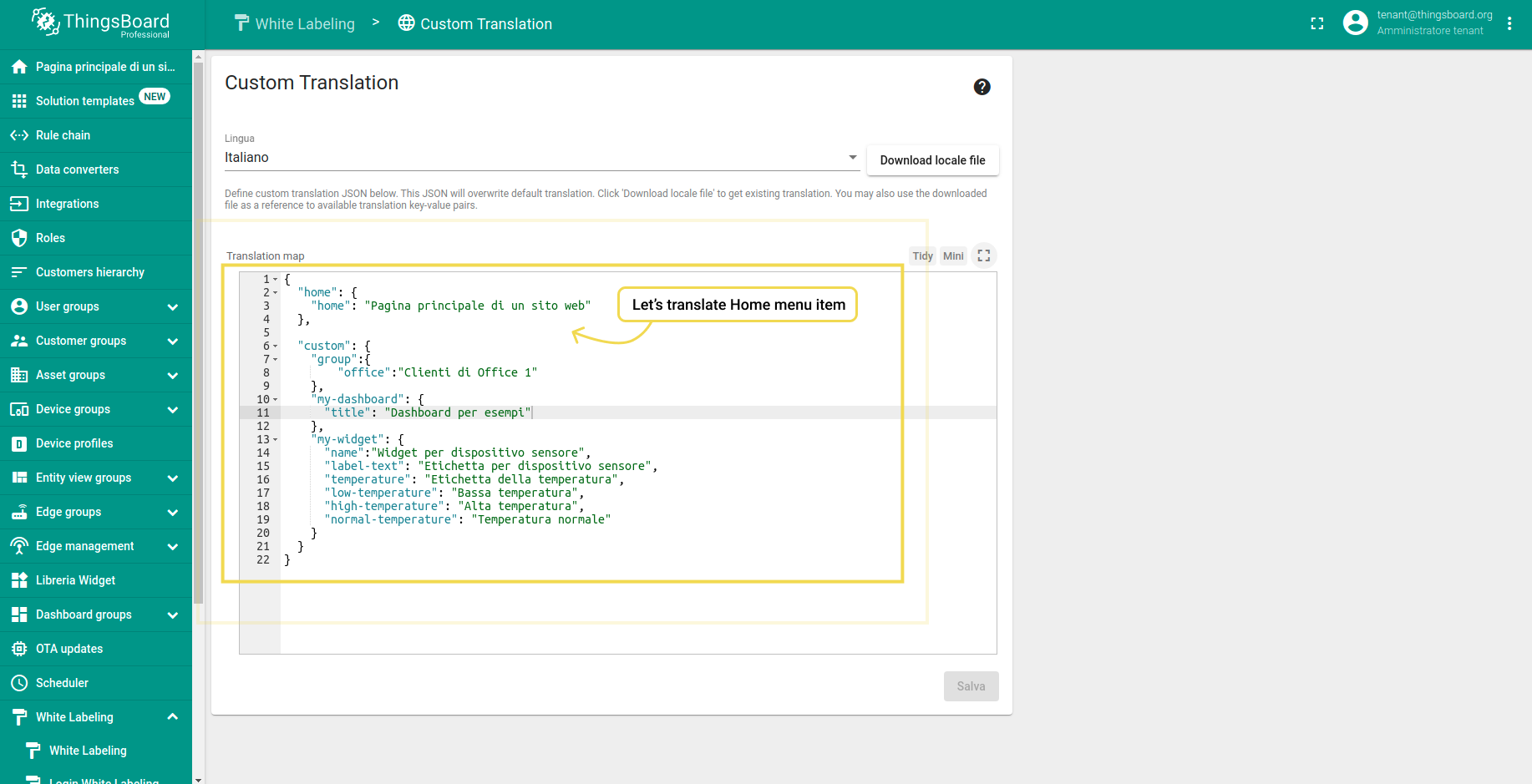 Step 1. Specify custom translation in the translation map.